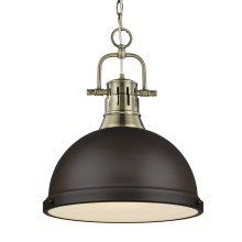 Golden 3602-L AB-RBZ - Yep by Golden Lighting Duncan 1-light 14in Chain Hung Pendant in Aged Brass and Rubbed Bronze shade